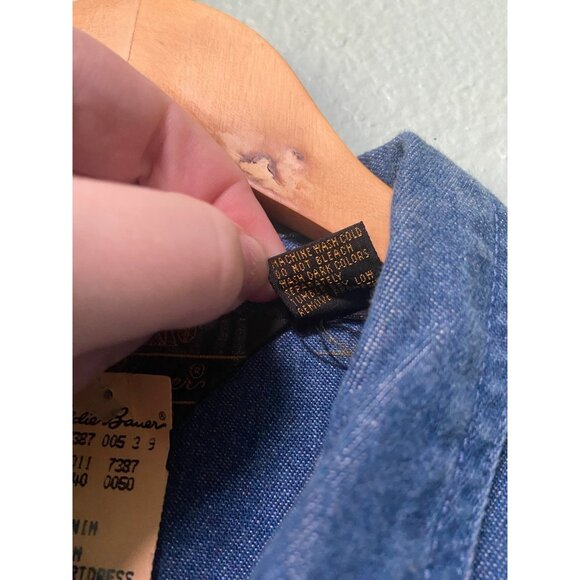 NWT Eddie Bauer Women's Vintage Denim Cotton Button Shirt Midi Dress Size Medium - Picture 7 of 12